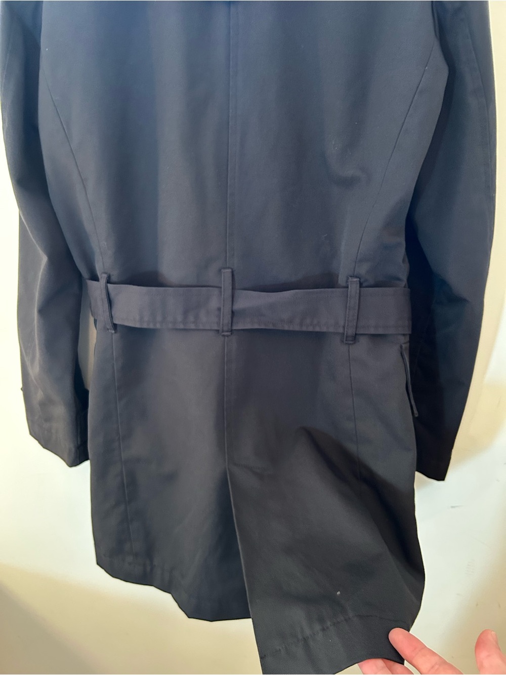 Men's Black Trench Coat with Belted Waist - Picture 7 of 10